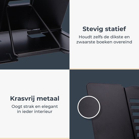 Castagnola Support de livres ajustable - Support de livres avec 6 supports - Support de livres en métal - Support antidérapant pour tablettes - Livres de cuisine et de lecture