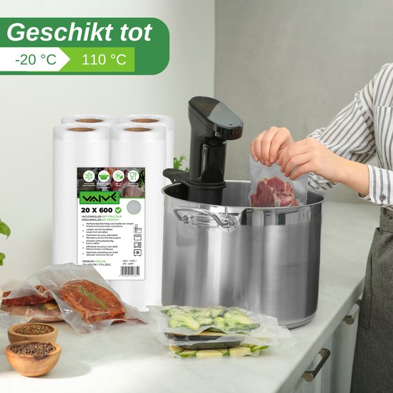 Vaive Rouleaux de mise sous vide 4 pièces - 30 x 600 - Sacs de mise sous vide alimentaires - Sacs de mise sous vide - Sans BPA