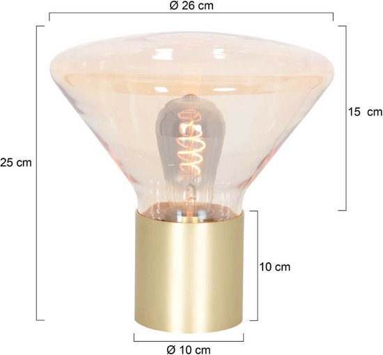 Lampe de table Ambiance 3401ME - Laiton contemporain et verre ambré - Steinhauer - Usage intérieur