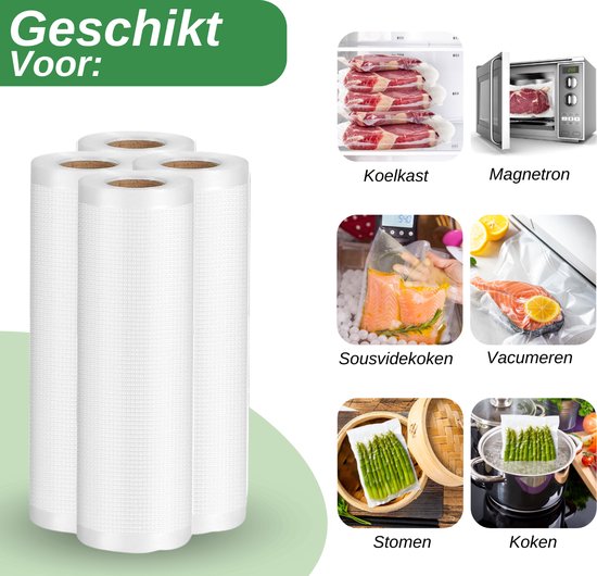 Vaive Rouleaux de mise sous vide 4 pièces - 30 x 600 - Sacs de mise sous vide alimentaires - Sacs de mise sous vide - Sans BPA