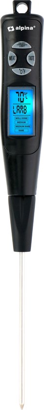 Alpina Thermomètre à viande - Numérique - Préprogrammé - 2 sondes - Acier inoxydable/noir