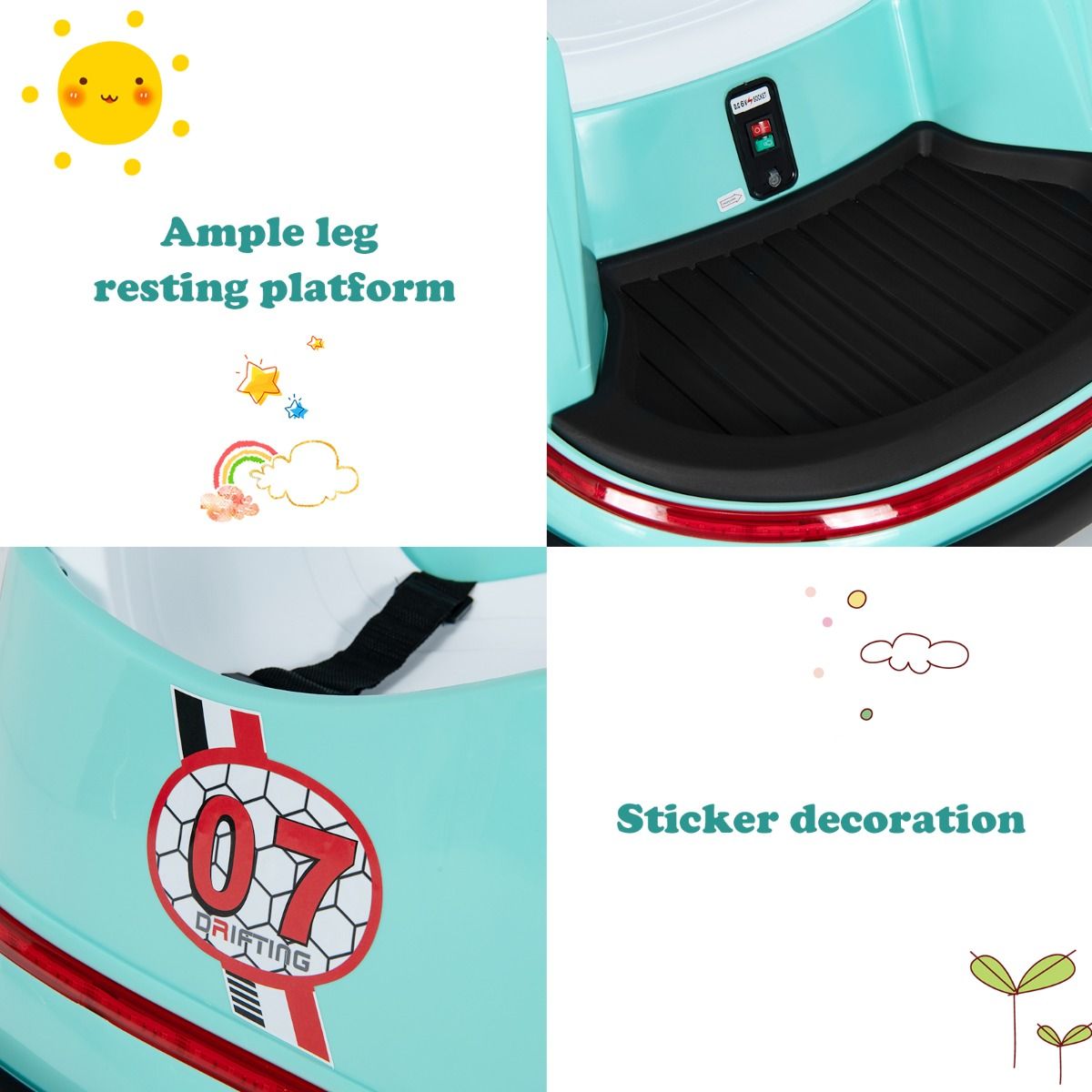 Coast - Voiture électrique pour enfants - télécommandée - pivotante à 360 degrés - verte