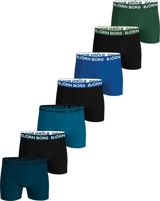Boxers Björn Borg en coton stretch - Taille XXL - boxers pour homme, longueur standard (lot de 7) - vert - noir - bleu - noir - bleu - noir - bleu
