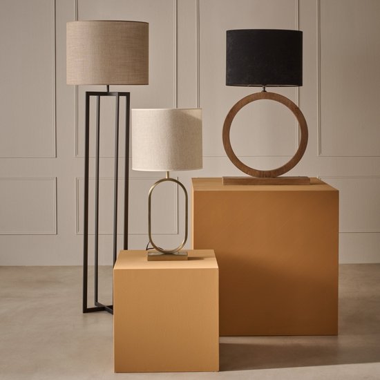 Light & Living Abat-jour Breska - 35 x 30 x 35 (L x H x P) - Tissu - Couleur sable