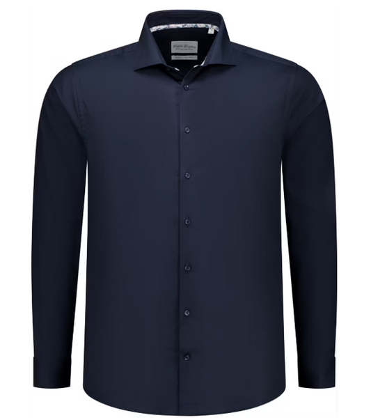 Boston Brothers Wide Spread Shirt - Navy Twill - Taille 41 - Slim Fit - 100% Cotton