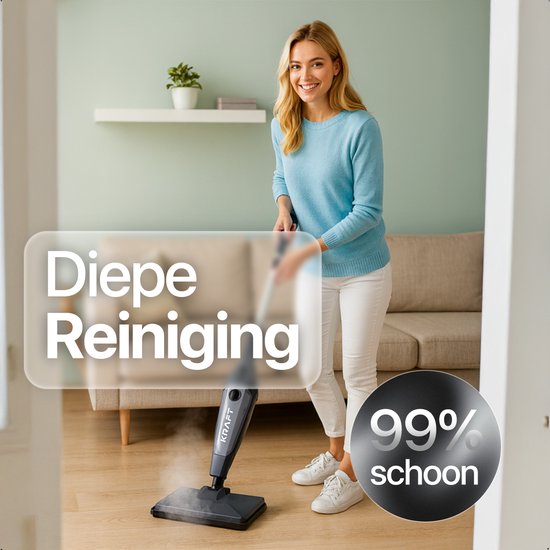 KRAFT Nettoyeur à vapeur - Nettoyeur de taches - Nettoyeur à vapeur portatif - 10 accessoires et 2 chiffons à vapeur