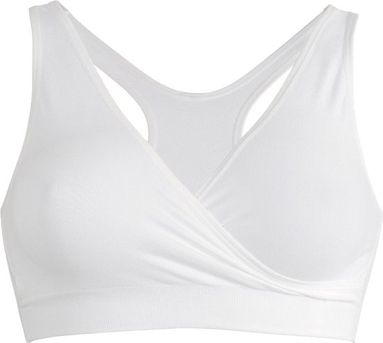 Soutien-gorge de nuit Medela Keep Cool - Soutien-gorge de nuit sans coutures - Soutien-gorge de grossesse - Soutien-gorge d'allaitement avec 2 zones respirantes - Tissu Soft Touch - Blanc - Taille S