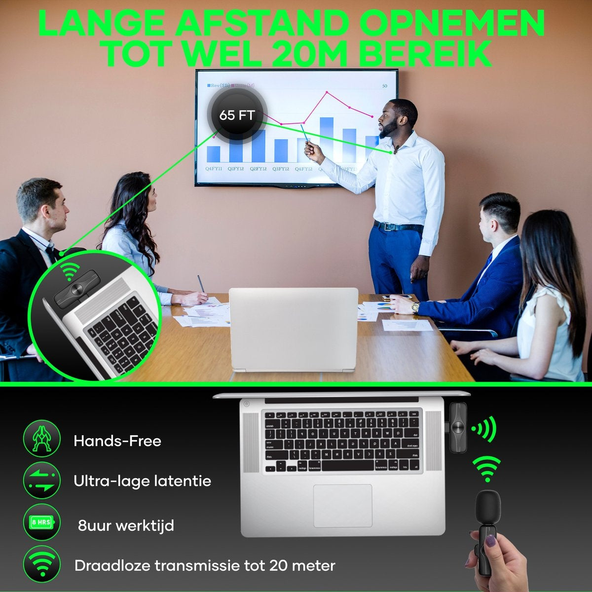 MATTI® 2-en-1 - Microphone sans fil - USB-C - Microphone - Microphone à épingle - Android et ordinateurs portables
