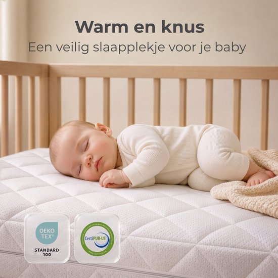 Matelas pour bébé CozySense® 70 x 140 cm – Matelas pour lit bébé – Matelas pour bébé – Coton respirant – Housse amovible – Certifié OEKO-TEX® et CertiPUR-US® – 10 cm