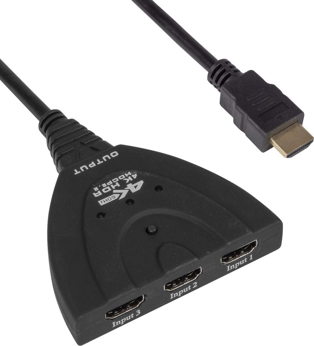 Commutateur HDMI Nuvance - 3 entrées, support 4K 60Hz - 60 cm - Noir