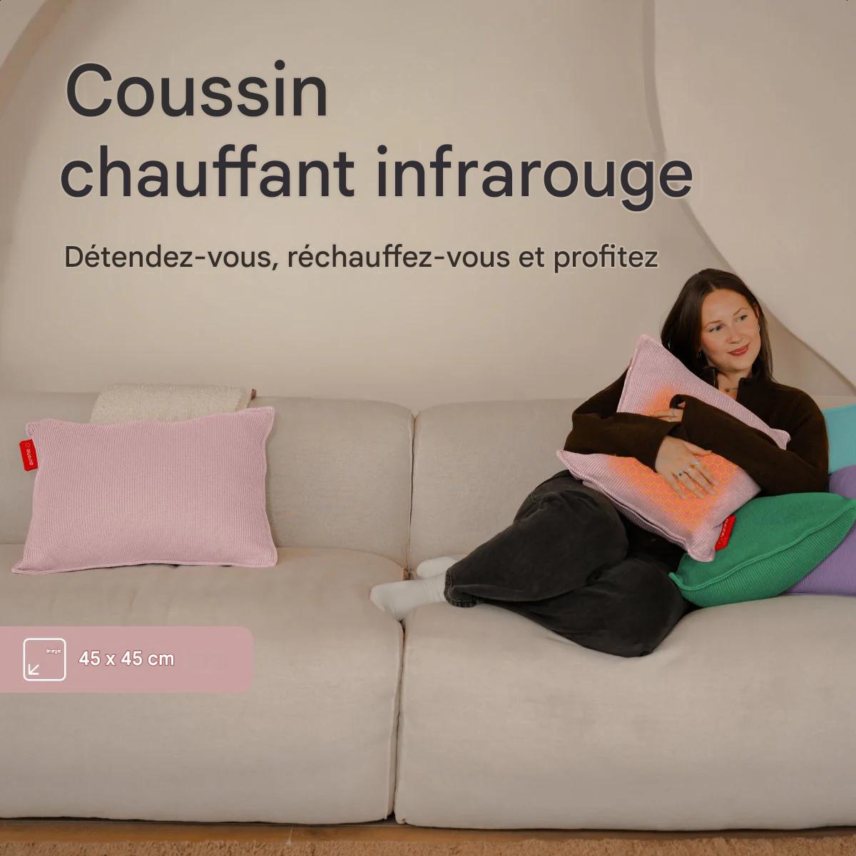 Auronic Heat pad - Tricoté - 45x45 cm - Sans fil - Rechargeable - Électrique - Infrarouge - Rose poudré