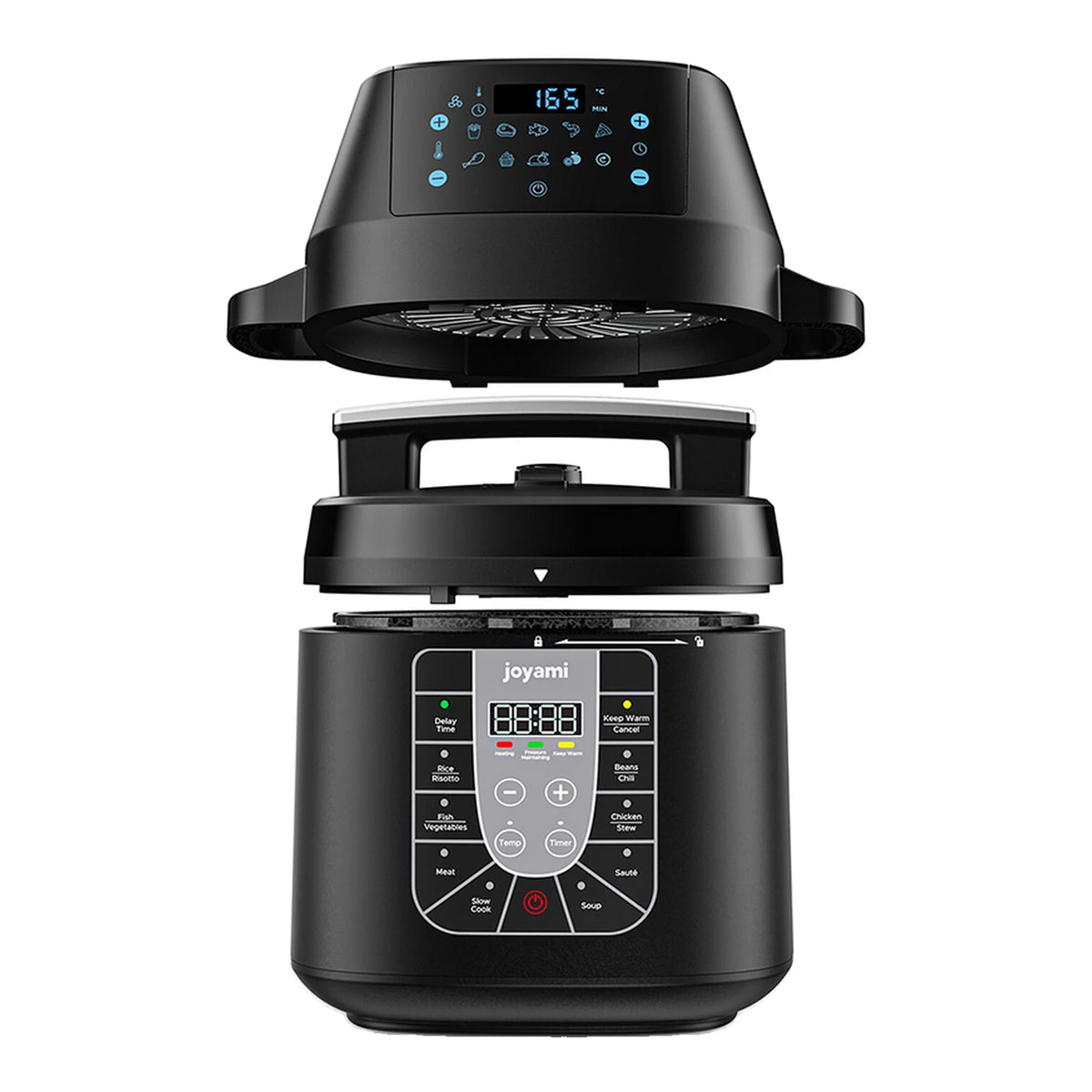 Ensemble friteuse à air chaud et autocuiseur Joyami 6 L - Double écran - Noir