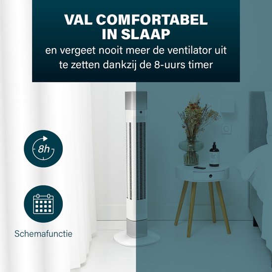 Ventilateur colonne intelligent – Sans pales – Avec application et télécommande – Minuterie – Économe en énergie – Princess 358275 – Blanc