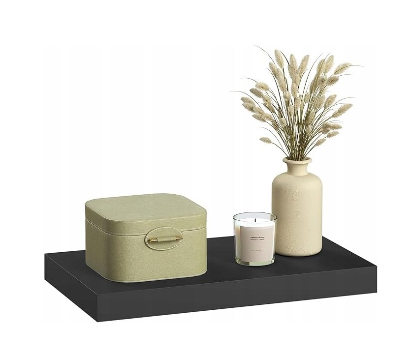 Étagère murale Esituro suspendue 50 cm - Lot de 2 - MDF noir - Style moderne