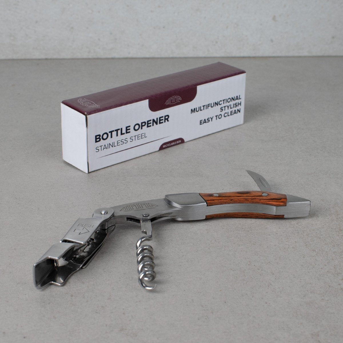 Nimma® Tire-bouchon - Multifonctionnel - Ouvre-bouteille - Couteau de serveur - Accessoires pour le vin et la bière - Ouvre-bouteille - acier inoxydable