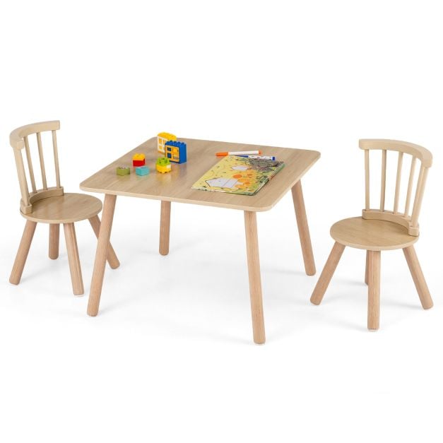 Table pour enfants Coast avec 2 chaises - Naturel - 60 x 60 x 43,5 cm