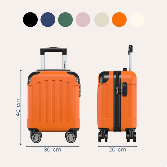 Valise cabine TRVLMORE - 40 x 30 x 20 cm - À placer sous le siège - 24 L - Serrure à combinaison - 4 roulettes - Orange