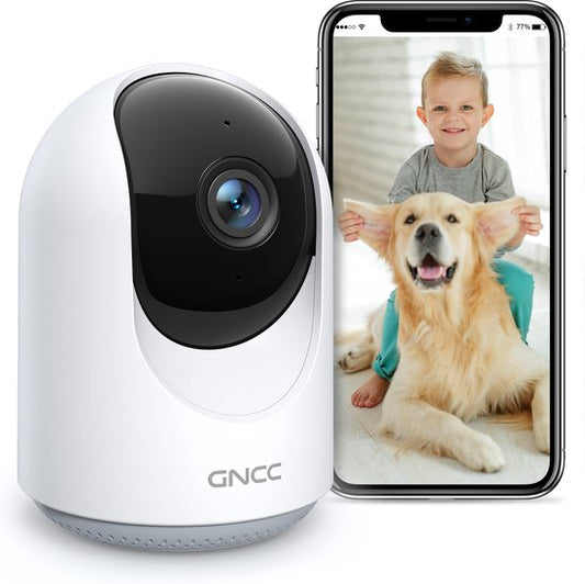 GNCC P1 : babyphone Wi-Fi avec caméra - Avec application - 1080p - Audio bidirectionnel - Vision nocturne infrarouge puissante - Détection de mouvement - Sirène - Blanc