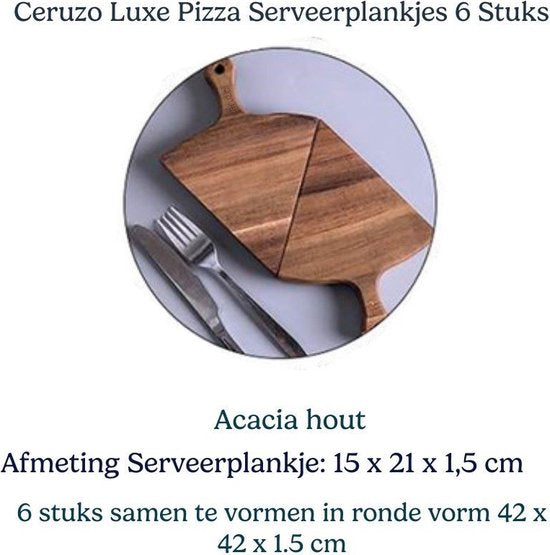 Petites planches à pizza Ceruzo Luxe - 6 pièces - S'assemblent pour former une planche à pizza - Bois d'acacia