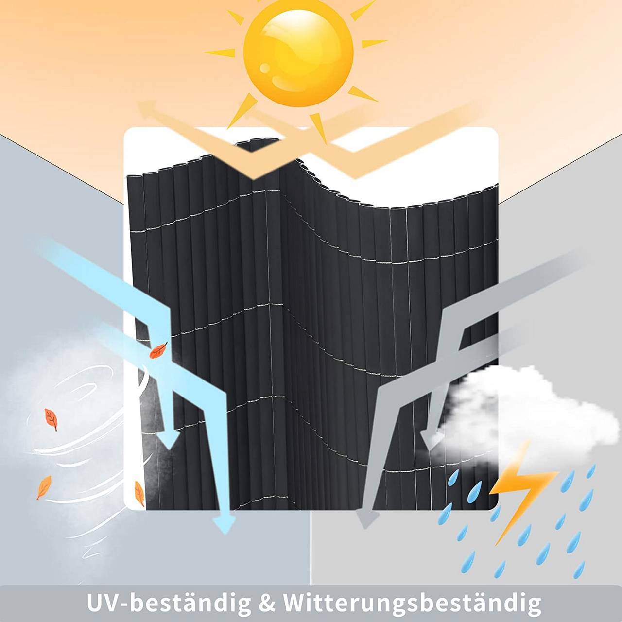 WOLTU PVC Privacymat - Brise-vent - Gris - 400 x 100 cm