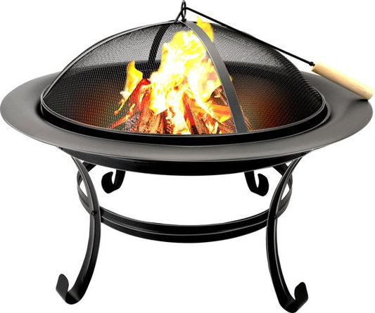 Brasero avec protection anti-étincelles – BBQ Collection - Foyer extérieur en acier carbone – 77 x 17 x 76 cm – Poêle de terrasse pour bois de chauffage - feu de camp et le jardin
