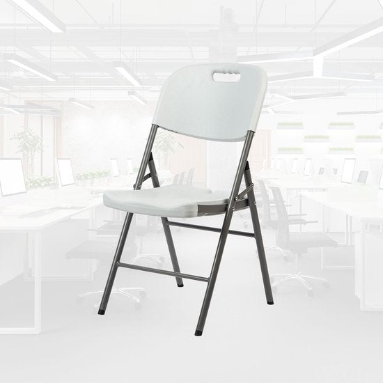 BRASQ Chaise pliante blanche - Chaise pliante - Chaise pliante 45x50x88 cm - PVC - Chaise de salle à manger