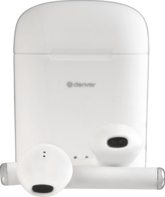 Denver TWE-46 - Earbuds - Wireless - Draadloos Oordopjes - Bluetooth - met oplaad case - handsfree - sporten - headset - In-ear - Bluetooth 5.0 - Wit