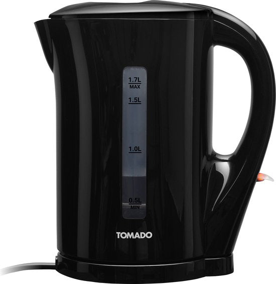 Tomado TWK1700B - Bouilloire - 1,7 litres - Plastique - Léger - Indicateur de niveau d'eau - Noir