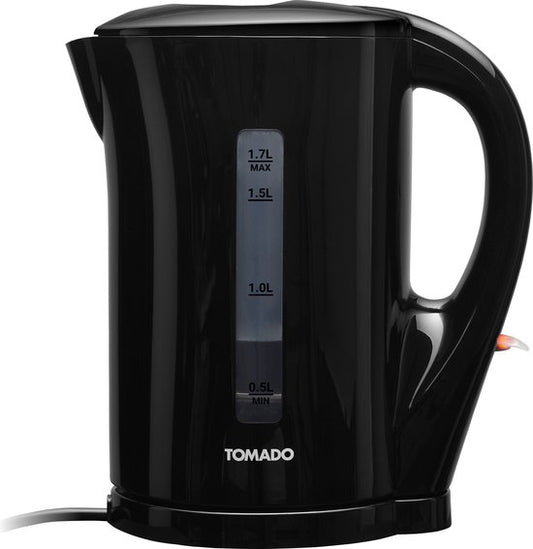 Tomado TWK1700B - Bouilloire - 1,7 litres - Plastique - Léger - Indicateur de niveau d'eau - Noir