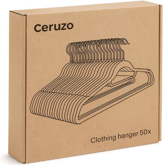 Ceruzo Cintres Noirs - 50 - Antidérapant - Crochet pivotant