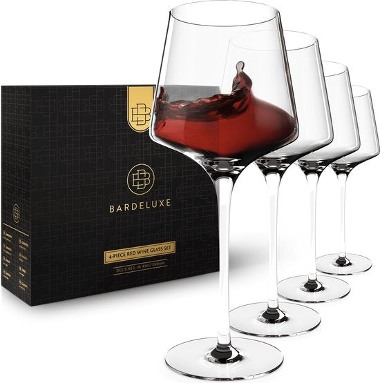 BarDeluxe® Wine Glasses Red Wine - Luxury Gift - Crystal Wine Glass 640ml - Red Wine Glasses Crystal - Handmade - Perfect for Bar or Diner