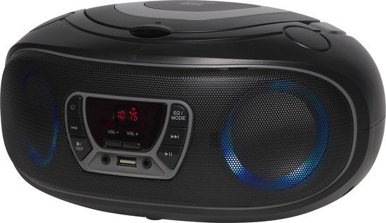 Denver Portable Radio CD Player Kids - Bluetooth - Light Effects - Boombox - AUX - FM - TCL212BT - Grey