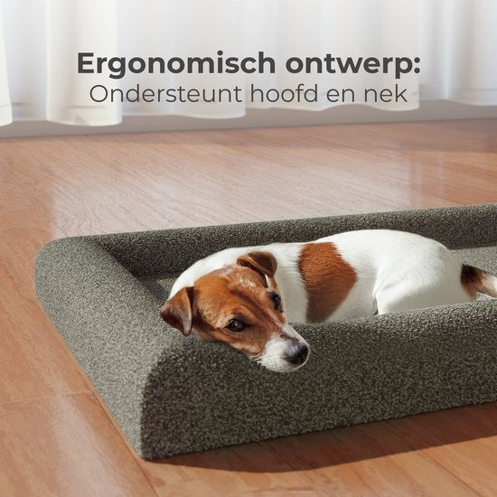 Panier orthopédique pour chien CozySense® - 75 x 45 cm - Taille M - Tissu bouclé - Lit imperméable pour chien avec housse lavable - Convient comme coussin de banc - Gris