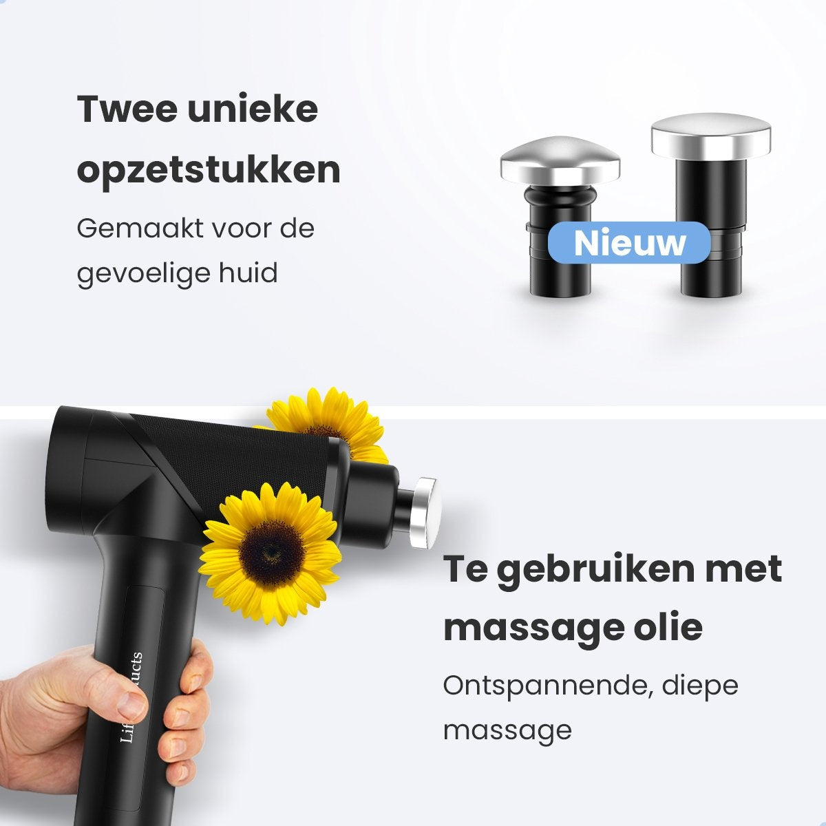 Masseur - Lifeproducts - Pistolet de massage - Noir