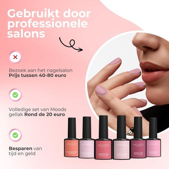 Moods Gellac 6-Piece Set - Vernis à ongles gel transparent - 8ML - Pink Jelly Nude Edition - Gellac - Nails - Gel Polish Starter Pack - Nude Colours