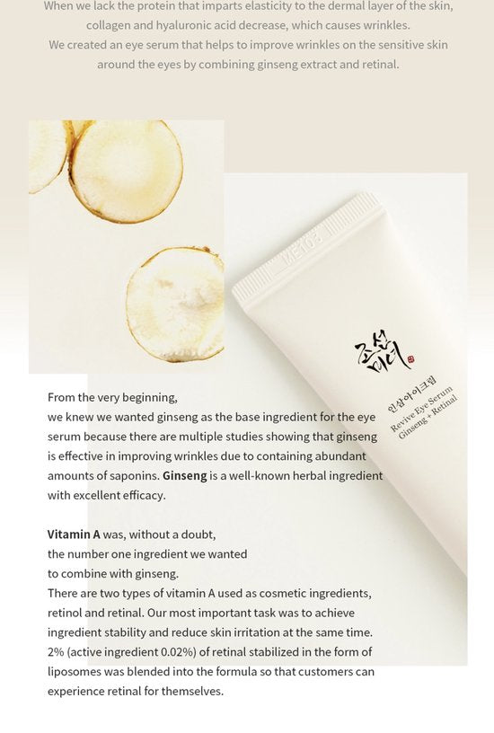 Beauty of Joseon - Ginseng + Retinal Revive Eye Serum 30ml Soins coréens