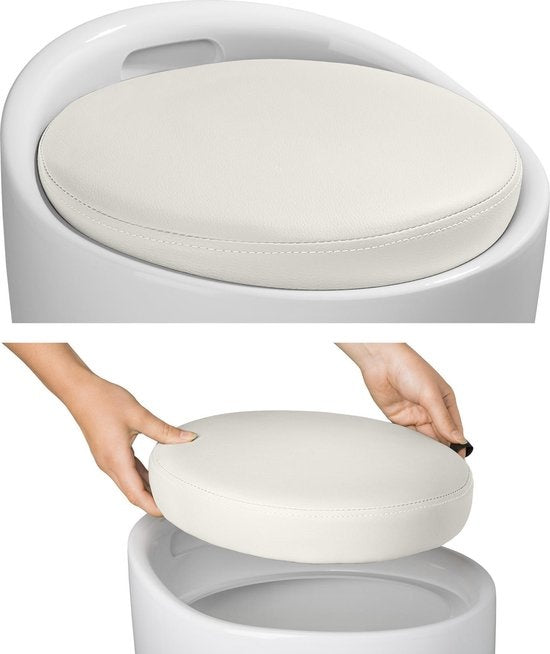 Tectake Tabouret de salle de bain avec espace de rangement blanc - 402077