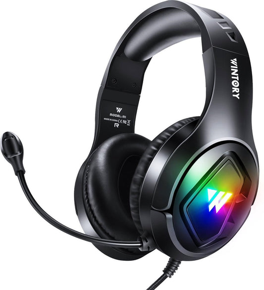 Casque de jeu WINTORY M1 RGB - PS4, Xbox One et ordinateurs portables - Noir