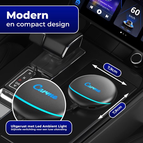 CarMe CarPlay AI Box - Installez n'importe quelle application sur l'écran de votre voiture - Youtube & Netflix - Mettez à jour CarPlay et Android Auto - Dongle CarPlay - Dongle Android Auto - Dernier modèle 2024 - Noir
