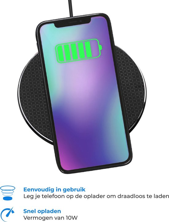 The Life Style Goods - Chargeur sans fil 10W - Câble inclus - Chargeur sans fil - Chargeur rapide - iPhone et Samsung