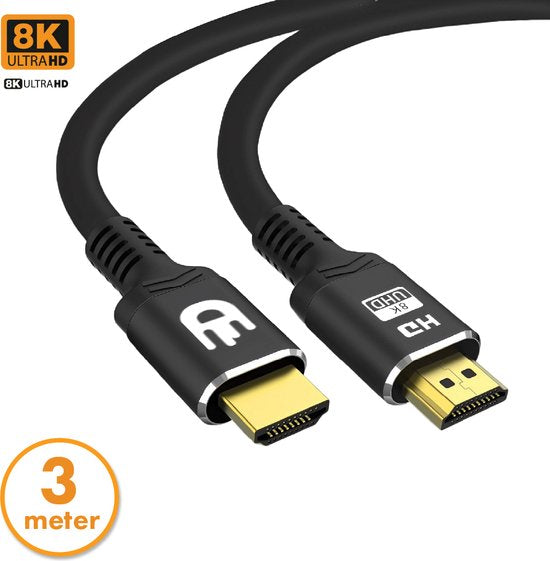 Drivv. Câble HDMI Premium 2.1 - Ultra HD 8K - HDMI vers HDMI - Convient à Xbox Series X & PS5 - 3 mètres - Noir