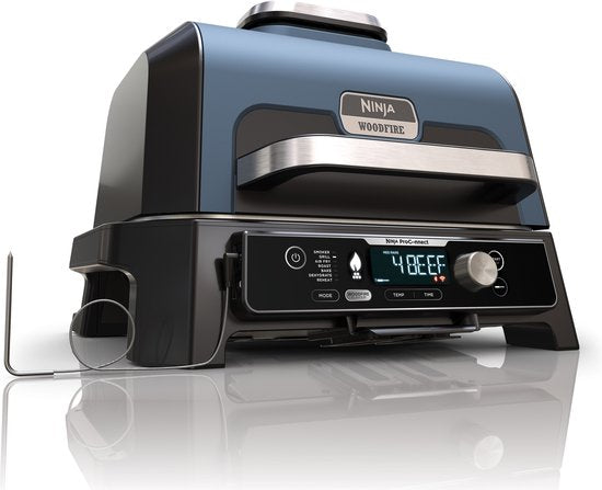 Ninja Woodfire Pro Connect XL - Barbecue électrique intelligent 7-en-1 et fumoir - Thermomètre de cuisson numérique inclus - Application Connect - OG901EU