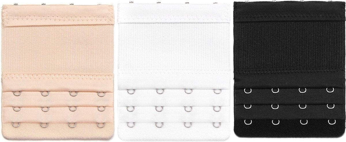 Rallonges pour soutien-gorge 2, 3 et 4 à crochets - 15 pièces - Noir, blanc et beige