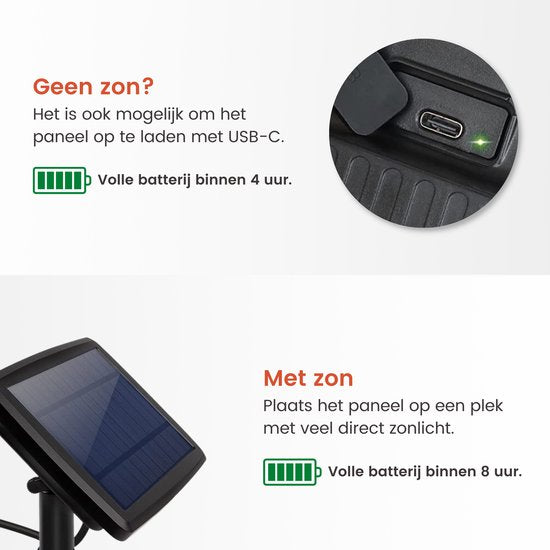 Partizzle 15m de guirlande lumineuse solaire imperméable - Dimmable - LED Lumière solaire de jardin - Guirlande lumineuse de camping - Guirlande lumineuse solaire pour l'extérieur - 2700K / Blanc chaud