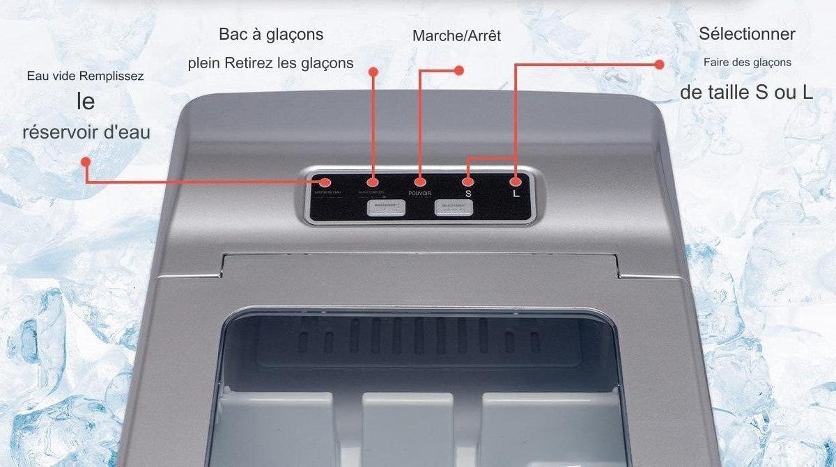 Machine à glaçons KitchenBrothers - 2 litres - 6-8 min. - Silver