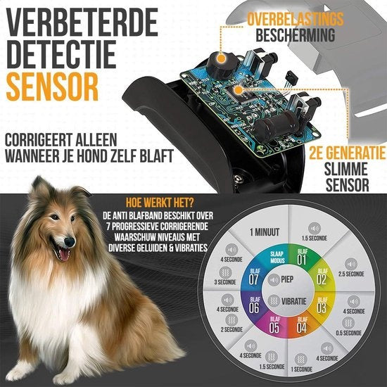 Bande anti aboiement Strex pour chiens - 3-60KG - Sans choc - Vibration et audio - Bande anti aboiement