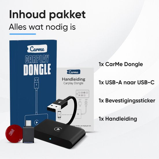CarMe Luxe Carplay Dongle - Wireless Carplay - Noir - A utiliser uniquement avec Apple CarPlay intégré et iPhone - Modèle amélioré