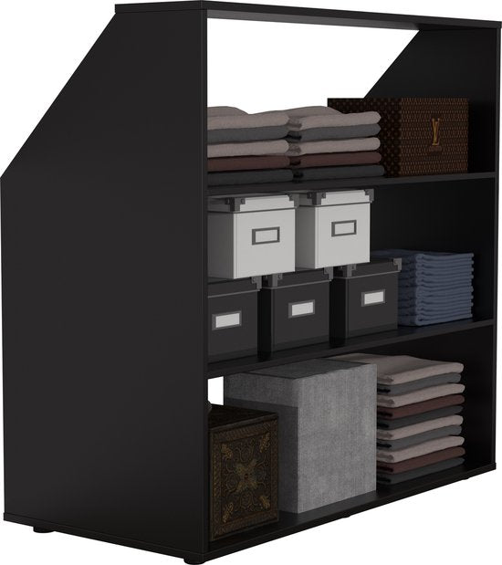 Armoire mur incliné chambre mansardée ouverte - étagères - armoire de rangement adaptée aux murs inclinés