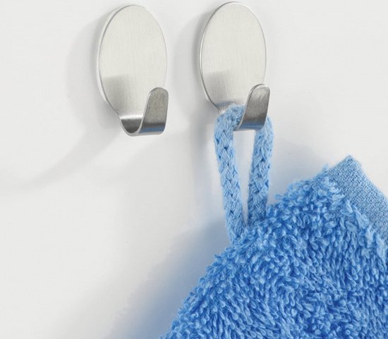 Wenko Crochet mural « Nain » 2,6 cm, acier inoxydable argent mat, lot de 2