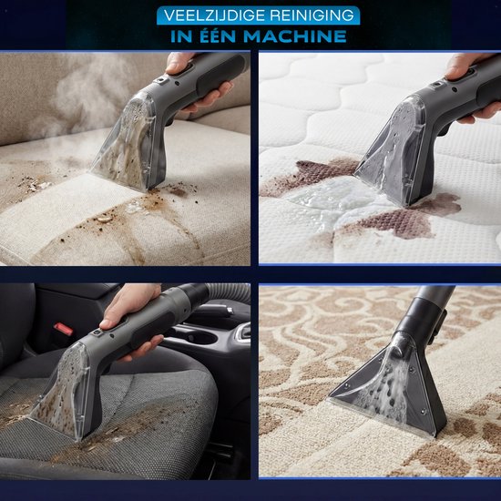 Nettoyeur de tapis Powell - Détachant - Nettoyeur de canapés - Nettoyeur de meubles - Nettoyeur de tapis et aspirateur - Machine de nettoyage - Nettoyeur de tapis - 600 watts - Gris